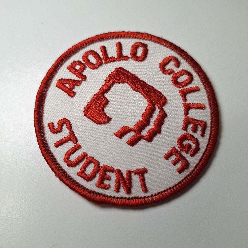 Apollo College‎ Vintage Patch Student Education Women Studies Red White 3 Inch